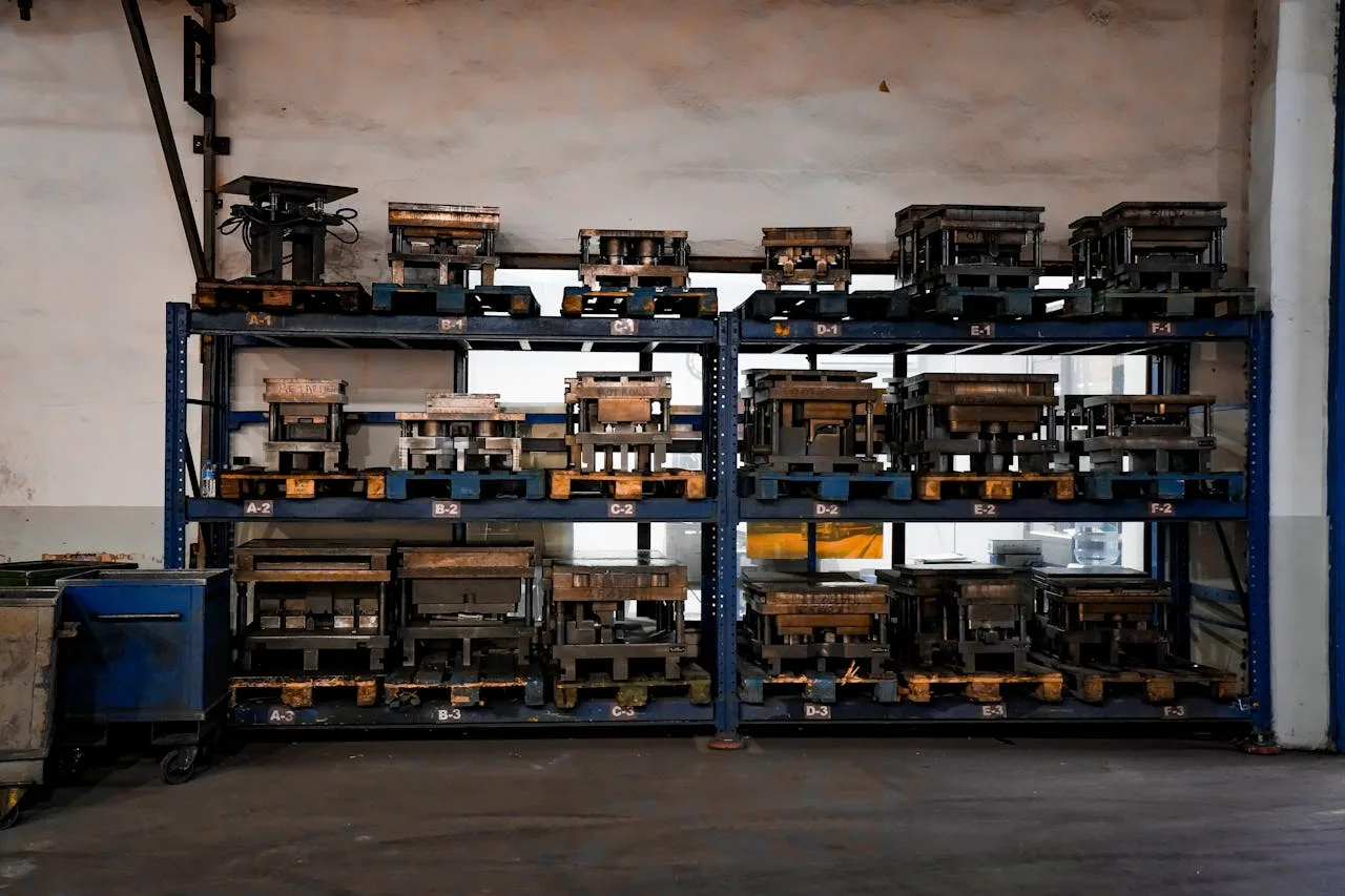 Various crimp die sets organized by size for hydraulic hose crimping machine die selection